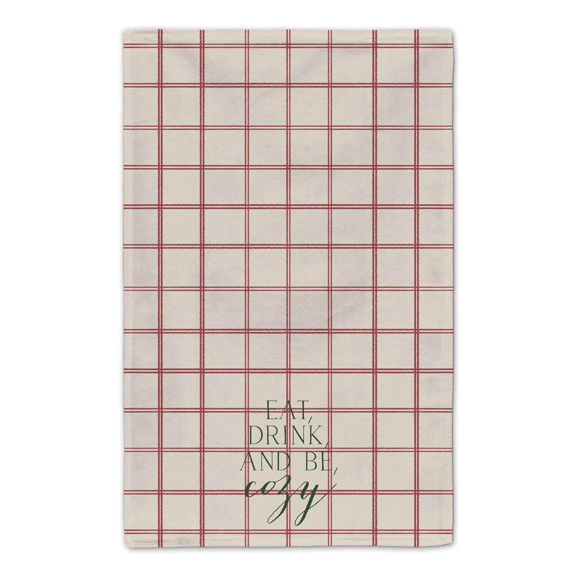 Be Cozy Red and Cream Check Tea Towel - Set of 2